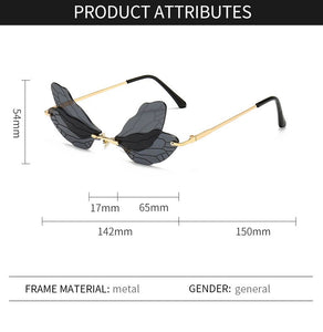 Dragonfly Steampunk Sunglasses Retro Gradient Transparent Lens UV400 Sunglasses Women Frameless 2023 Glasses Women