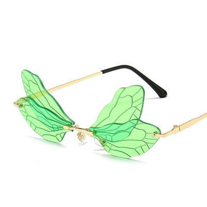 Dragonfly Steampunk Sunglasses Retro Gradient Transparent Lens UV400 Sunglasses Women Frameless 2023 Glasses Women