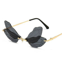 Load image into Gallery viewer, Dragonfly Steampunk Sunglasses Retro Gradient Transparent Lens UV400 Sunglasses Women Frameless 2023 Glasses Women