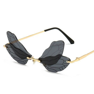 Dragonfly Steampunk Sunglasses Retro Gradient Transparent Lens UV400 Sunglasses Women Frameless 2023 Glasses Women
