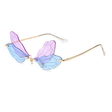 Load image into Gallery viewer, Dragonfly Steampunk Sunglasses Retro Gradient Transparent Lens UV400 Sunglasses Women Frameless 2023 Glasses Women
