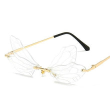 Load image into Gallery viewer, Dragonfly Steampunk Sunglasses Retro Gradient Transparent Lens UV400 Sunglasses Women Frameless 2023 Glasses Women