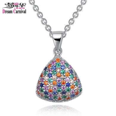 DreamCarnival 1989 Brand New Mix Colors Zircon Triangle Shape Pendant Necklace for Women Wholesale Gift Collar Mujer SZ05339MU