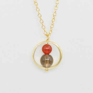 Dreams Stones Natural Smoky Quartz Pendants Necklaces Gold 925 Sterling Silver Charms Red Agate Gift Fine Jewelry Women #d013n