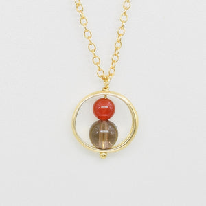 Dreams Stones Natural Smoky Quartz Pendants Necklaces Gold 925 Sterling Silver Charms Red Agate Gift Fine Jewelry Women #d013n