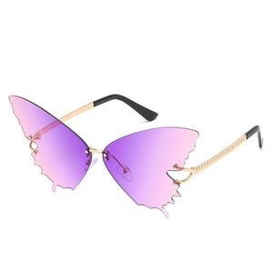 Dreamy Butterfly Shades For Womens Gradient Sunglasses Women Cat Eye 90s Popular Rimless Wing Sunglasses Cool Oculos UV400