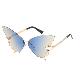 Dreamy Butterfly Shades For Womens Gradient Sunglasses Women Cat Eye 90s Popular Rimless Wing Sunglasses Cool Oculos UV400