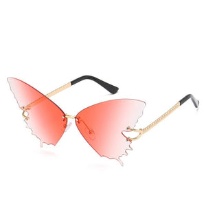 Dreamy Butterfly Shades For Womens Gradient Sunglasses Women Cat Eye 90s Popular Rimless Wing Sunglasses Cool Oculos UV400