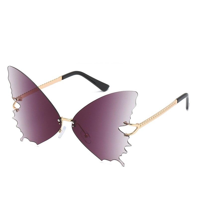 Dreamy Butterfly Shades For Womens Gradient Sunglasses Women Cat Eye 90s Popular Rimless Wing Sunglasses Cool Oculos UV400