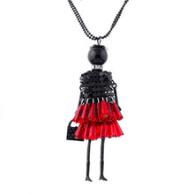 Load image into Gallery viewer, Dress Doll Pendant Necklace Women Girl Crystal Beads Long Sweater Chain Statement Charm Choker Fashion Jewelry Accessories