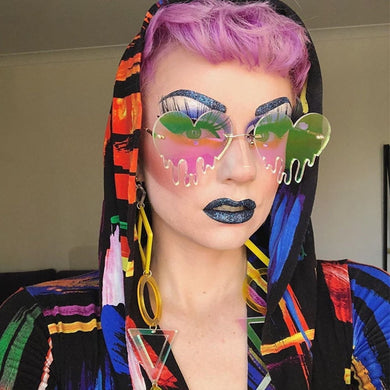 Dripping Heart Sunglasses Women Men 2023 Rimless  Party Sun Glasses Female Big Metal Punk Shades glasses