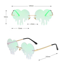 Load image into Gallery viewer, Dripping Heart Sunglasses Women Men 2023 Rimless  Party Sun Glasses Female Big Metal Punk Shades glasses
