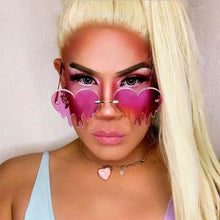 Load image into Gallery viewer, Dripping Heart Sunglasses Women Men 2023 Rimless  Party Sun Glasses Female Big Metal Punk Shades glasses