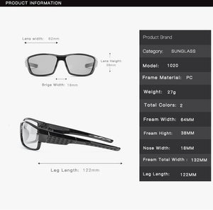 Driving Polarized Square Photochromic Sunglasses Men Chameleon Glasses Men Driver Goggles UV400 Fishing Sunglases WarBLade