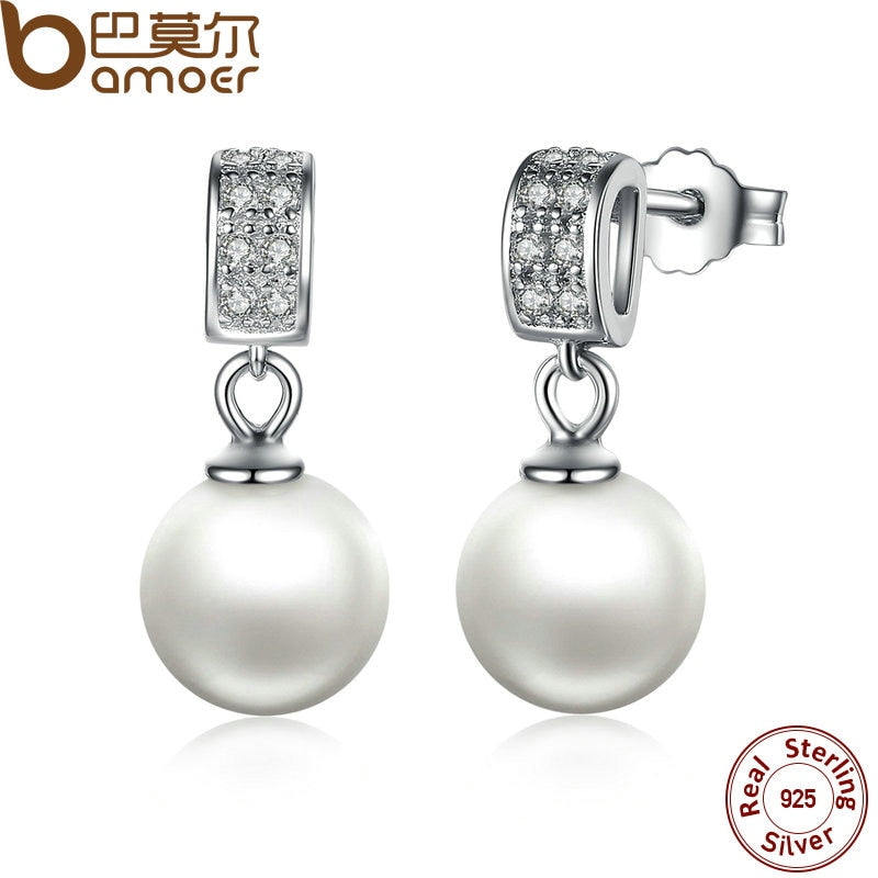 Drop Earrings Fine Jewelry Female Drop Earrings with Pearls Earrings 925 Sterling Silver Jewelry Mother's D Gift SCE006