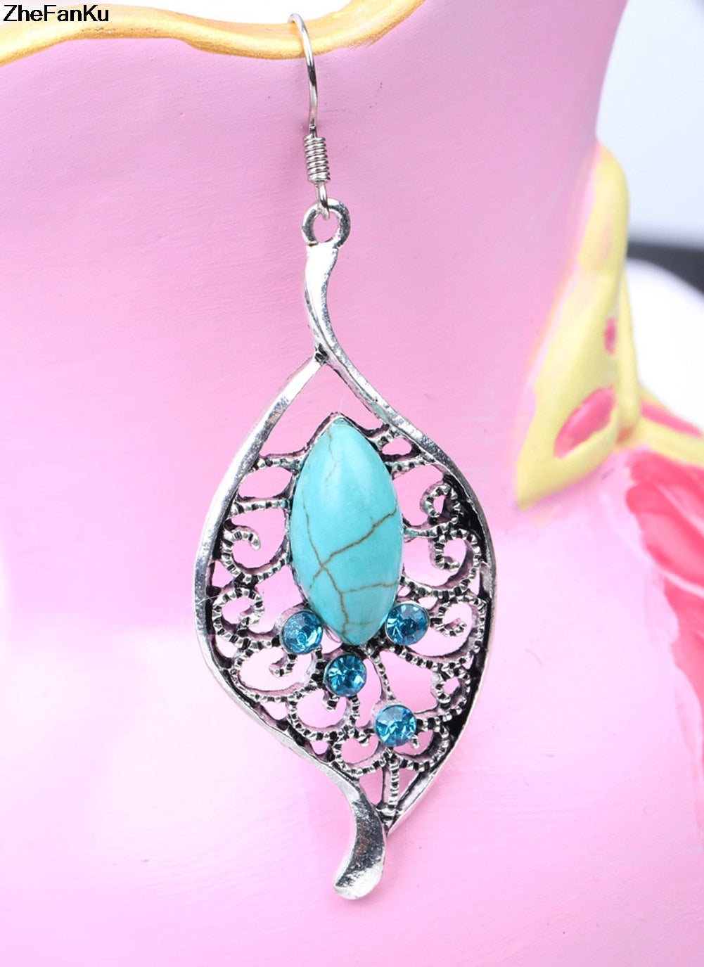 Drop Earrings valentine's D Jewelry New Leaf Rhinestone Crystal
