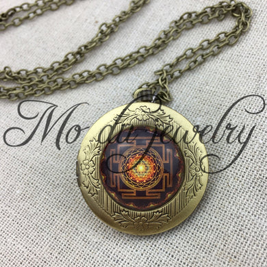 Drop Shipping Sri Yantra Pendant Necklace Sacred Geometry Sri Yantra locket pendant Jewelry wholesale