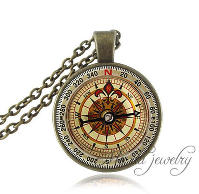 Drop Shipping Collana vintage con bussola pirata, collana con bussola, ciondolo artistico, regalo di gioielli nautici oceanici per gli amanti dei viaggi 
