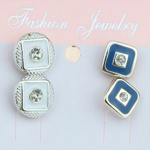 Drops of blue and white girl with earrings