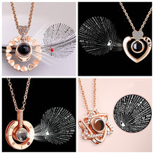 Load image into Gallery viewer, New Rose Gold 100 Languages I Love You Projection Pendant Necklace Romantic Love Memory Wedding Necklace