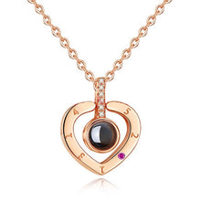 Load image into Gallery viewer, New Rose Gold 100 Languages I Love You Projection Pendant Necklace Romantic Love Memory Wedding Necklace