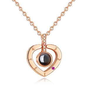 New Rose Gold 100 Languages I Love You Projection Pendant Necklace Romantic Love Memory Wedding Necklace