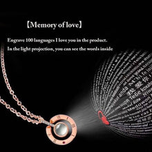 Load image into Gallery viewer, New Rose Gold 100 Languages I Love You Projection Pendant Necklace Romantic Love Memory Wedding Necklace