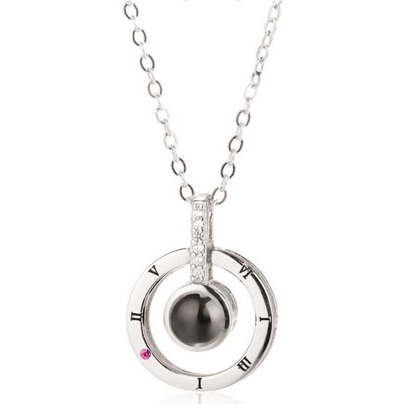 New Rose Gold 100 Languages I Love You Projection Pendant Necklace Romantic Love Memory Wedding Necklace