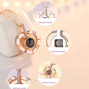 New Rose Gold 100 Languages I Love You Projection Pendant Necklace Romantic Love Memory Wedding Necklace