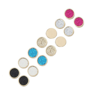 Druzy Earrings 7 Pairs/set Fashion Gem Stone Statement Stud Earrings for Women