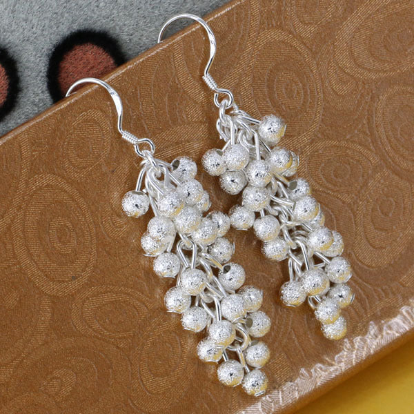 E007 Wholesale Silver plated earrings, silver fashion jewelry, Polished Purple Bean Earrings /asgajjnasa