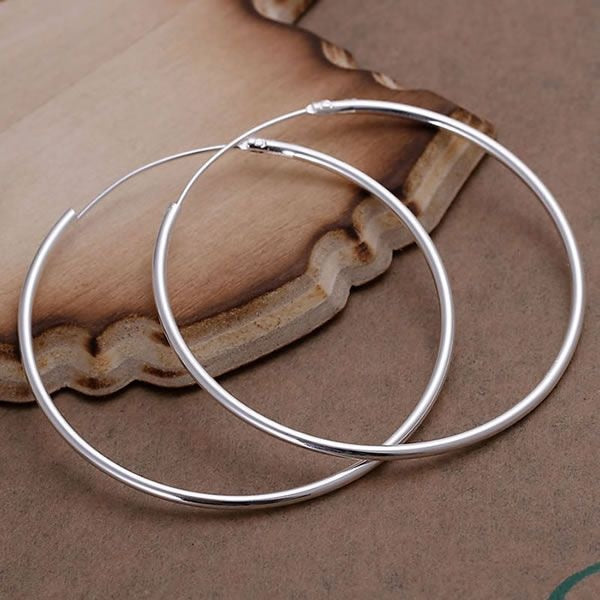 E042 Silver plated Earring 2013 fashion jewelry earrings Glossy round ear ring /jnsa sfba