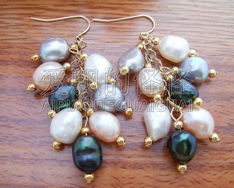 E051112 Multi Color Baroque Pearl Earrings