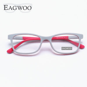 EAGWOO Silicon Soft Eyeglasses Children Optical Frame Plain Spectacle Boy Girl Temple Prescription Glasses Frame 222