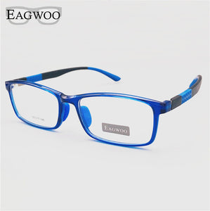 EAGWOO Silicon Sports Eyeglasses Men Full Rim Optical Frame Prescription Spectacle Myopia Eye Glasses Simple Design Sports Light