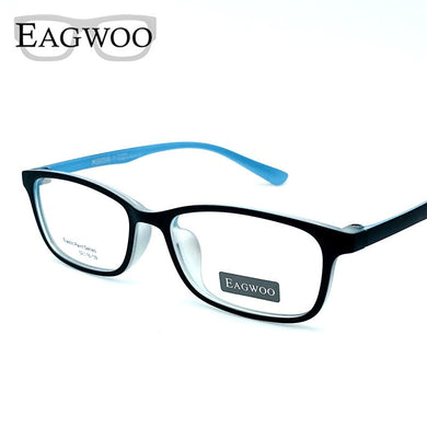 EAGWOO TR Student Aceate Eyeglasses Rectangular Full Rim Optical Frame Prescription Spectacle Boy Girl Glasses Purple Green