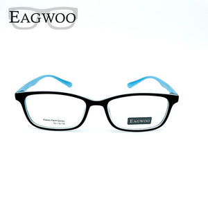 EAGWOO TR Student Aceate Eyeglasses Rectangular Full Rim Optical Frame Prescription Spectacle Boy Girl Glasses Purple Green