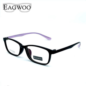 EAGWOO TR Student Aceate Eyeglasses Rectangular Full Rim Optical Frame Prescription Spectacle Boy Girl Glasses Purple Green