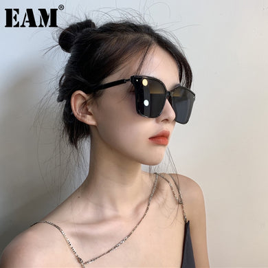 [EAM]  Women Black Green Casual Cool Glasses Accessories Temperament Tide All-match Spring Autumn 2023 1DE0525
