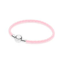 Load image into Gallery viewer, 100% 925 Sterling Silver Charming Round Buckle Head Basic Leather Hand Strap Classic Casual Women Suitable Gift Original