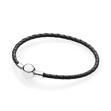 Load image into Gallery viewer, 100% 925 Sterling Silver Charming Round Buckle Head Basic Leather Hand Strap Classic Casual Women Suitable Gift Original
