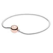 Load image into Gallery viewer, 100% 925 Sterling Silver Classic Logo Round Chain Rose Gold Gold Color Bracelet Bangle Bracelet for DIY Ladies Jewelry