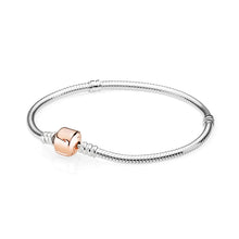 Carica l'immagine nel visualizzatore di Gallery, 100% 925 Sterling Silver Genuine Moments Gold Clasp Bracelet BRACELET WITH ROSE CLASP Signature Clasp Temperament Fashion