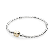 Carica l'immagine nel visualizzatore di Gallery, 100% 925 Sterling Silver Genuine Moments Gold Clasp Bracelet BRACELET WITH ROSE CLASP Signature Clasp Temperament Fashion
