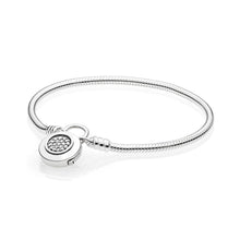 Carica l'immagine nel visualizzatore di Gallery, 100% 925 Sterling Silver Genuine SHINE MOMENTS SMOOTH BRACELET ROSE SIGNATURE PADLOCK Temperament Fashion Women Jewelry