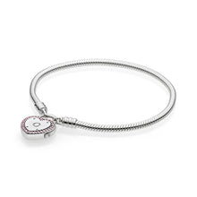 Carica l'immagine nel visualizzatore di Gallery, 100% 925 Sterling Silver Genuine SHINE MOMENTS SMOOTH BRACELET ROSE SIGNATURE PADLOCK Temperament Fashion Women Jewelry