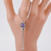 Carica l'immagine nel visualizzatore di Gallery, Bracciale in argento sterling 925 per donna con braccialetti con ciondoli in cristallo di zircone cubico Regalo di gioielli da sposa per donna regolabile 