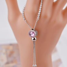 Carica l'immagine nel visualizzatore di Gallery, Bracciale in argento sterling 925 per donna con braccialetti con ciondoli in cristallo di zircone cubico Regalo di gioielli da sposa per donna regolabile 