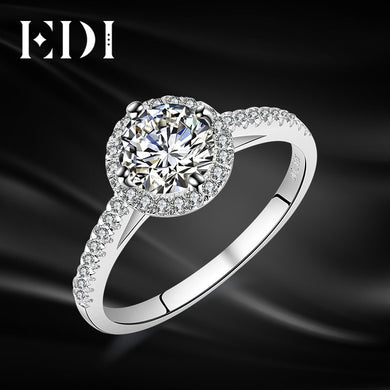 Luxurious Halo 1ct Moissanites Diamond 14k 585 White Gold Engagement Rings For Women Wedding Bands Jewelry