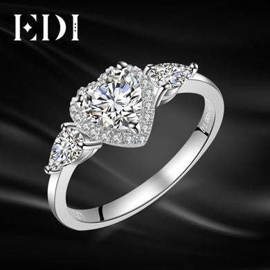 Three Stone Heart Shape 6mm Moissanites Diamond 14k White Gold Engagement Ring For Women Wedding Bands Fine Jewelry
